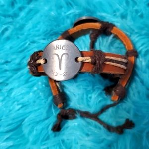 Aries hemp and leather bracelet